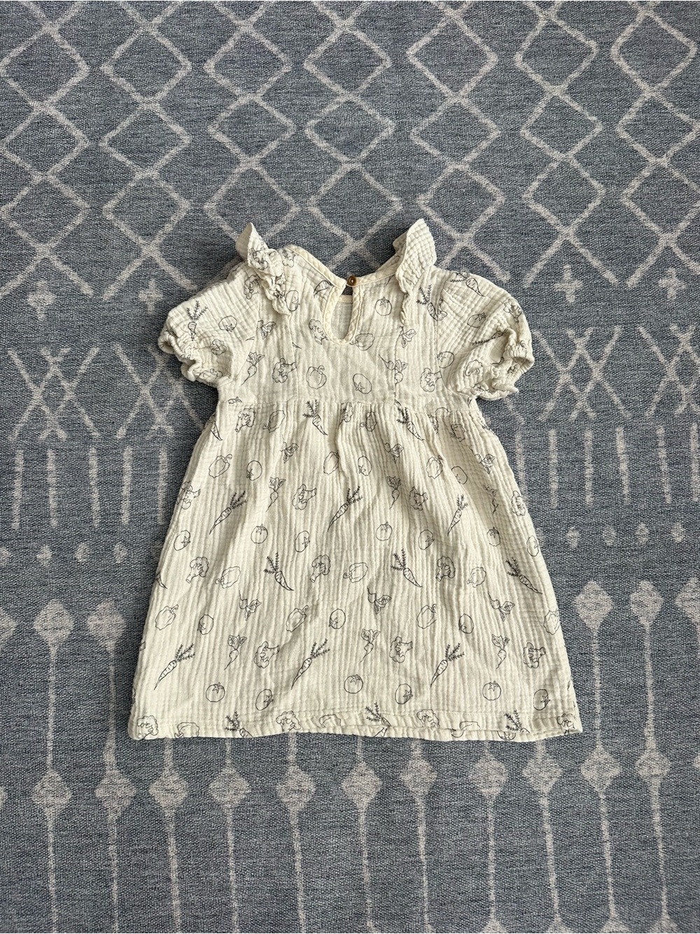 Grayson Collective Cream Vegetable-Print Dress Puff Sleeves 4T